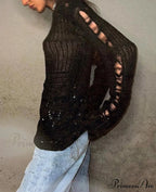 Empty Out Baggy Round Neck Extended Sleeve Knitted Pullover Jumper