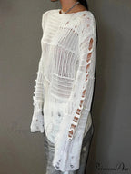 Empty Out Baggy Round Neck Extended Sleeve Knitted Pullover Jumper