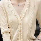 Empty Out Deep Neck Button Knit Cardigan