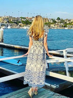 Empty Out Flower Stitching Soaring Sleeve Dress