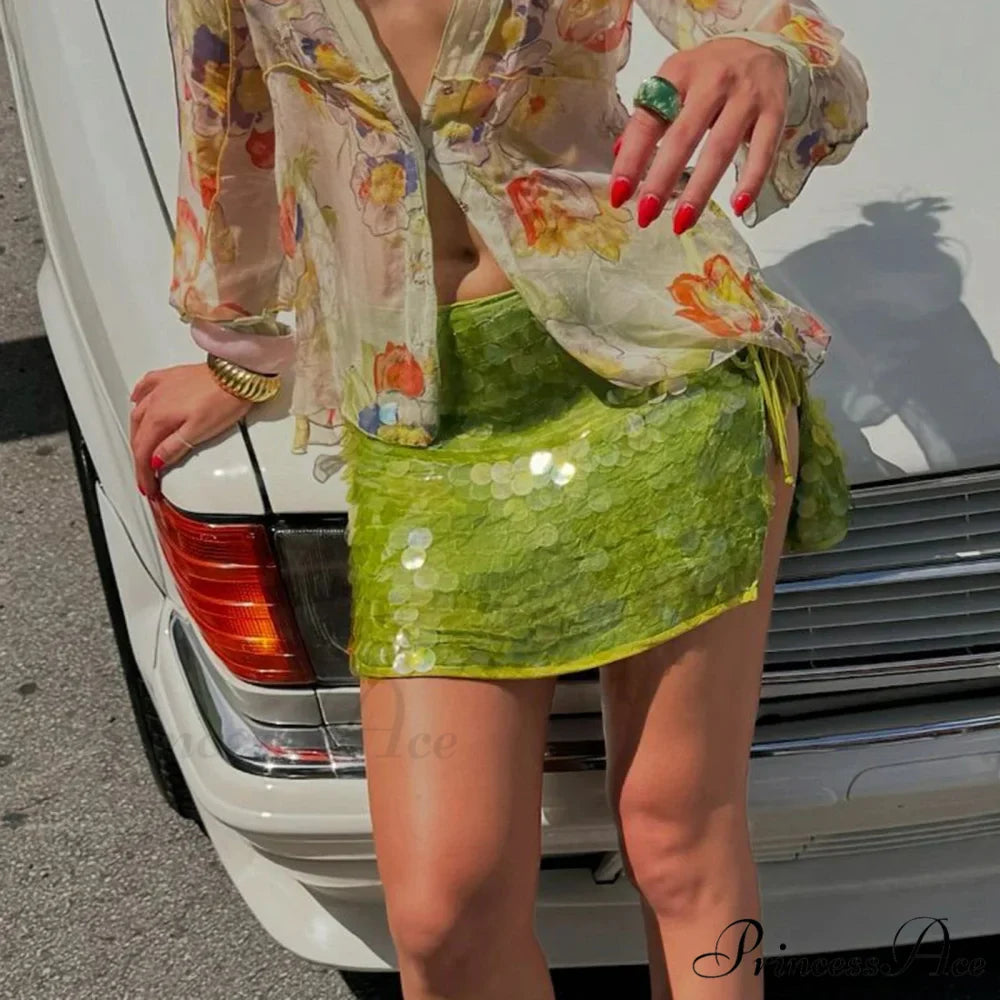 Empty Out Glittery Sequined Skirt