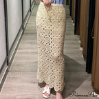 Empty Out Lace Maxi Skirt Summer Long Women Lace Skirt