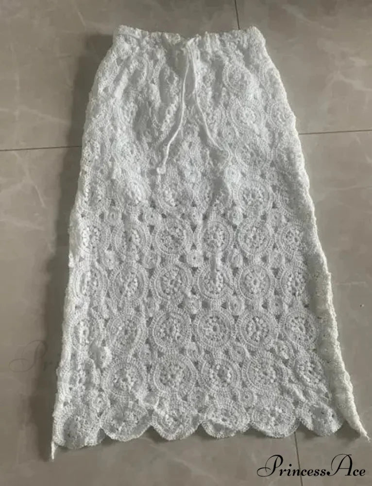 Empty Out Lace Maxi Skirt Summer Long Women Lace Skirt