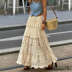 Empty Out Maxi Skirt Monotone A-line Hook Sentimental Vacation