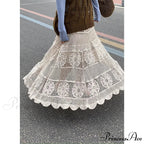 Empty Out Maxi Skirt Monotone A-line Hook Sentimental Vacation