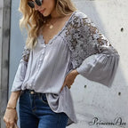 Empty Out Profound Plunge Neck Flare Sleeve Bohemian Blouse