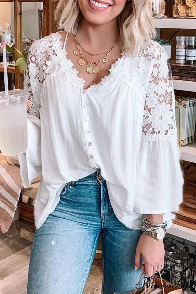Empty Out Profound Plunge Neck Flare Sleeve Bohemian Blouse