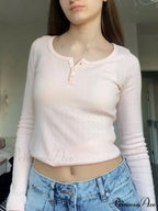 Empty Out Rose Long Sleeve Seductive Slim Top Knit Top