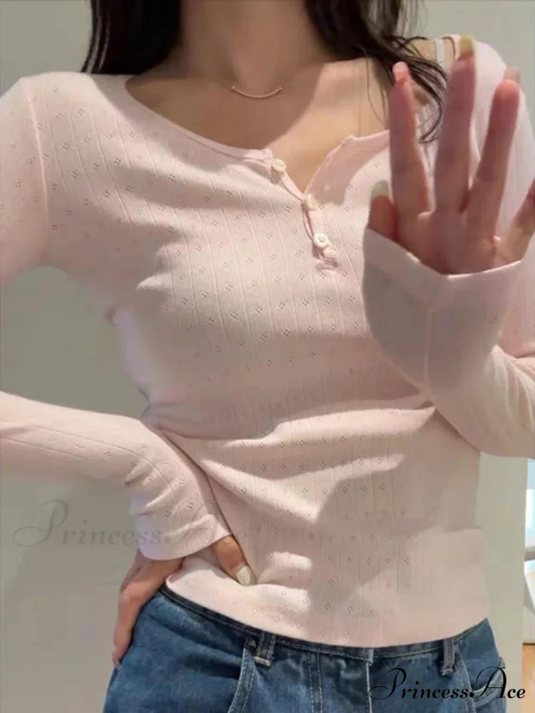 Empty Out Rose Long Sleeve Seductive Slim Top Knit Top