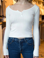 Empty Out Rose Long Sleeve Seductive Slim Top Knit Top