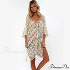 Empty Profound V-neck Lace Up Tunic Mini Dress