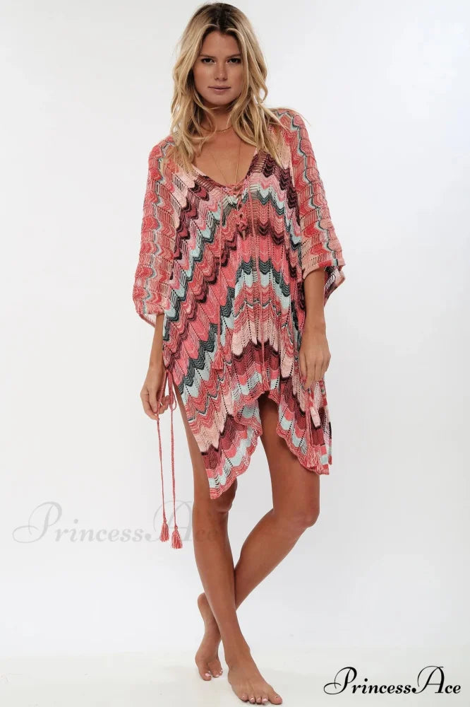 Empty Profound V-neck Lace Up Tunic Mini Dress