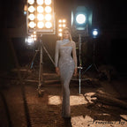 Empty Sparkling Open-Backed Trim Fit Prom Dress