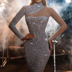 Empty Sparkling Open-Backed Trim Fit Prom Dress