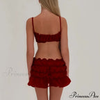 Enchanting 2 Piece Skirts Ensembles Frills Spaghetti Strap Cami Crop Tops + Ruched Mini Pencil Skirt Women Y2K Vintage Streetwear