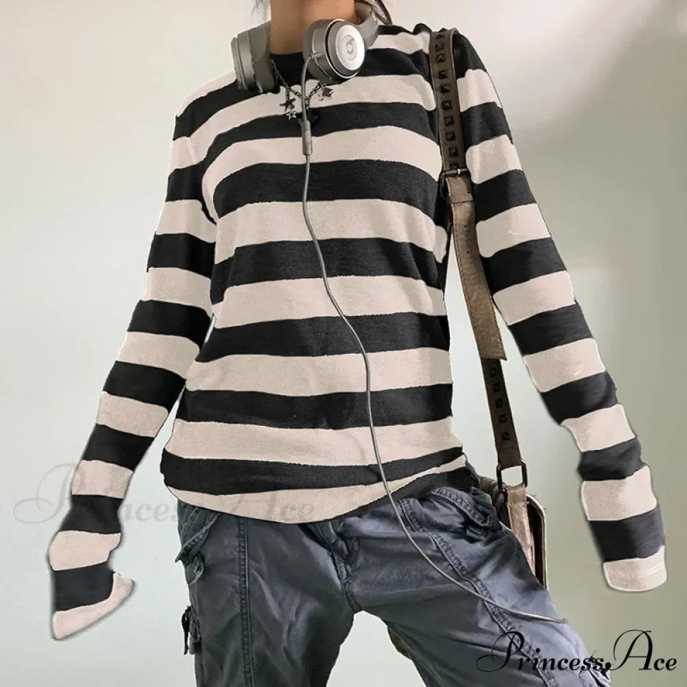 Enchanting Edgy Knit Oversized Banded Long Sleeve Crewneck Knit Top