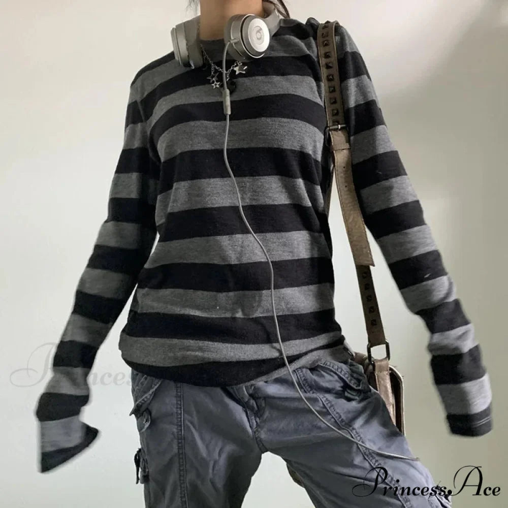 Enchanting Edgy Knit Oversized Banded Long Sleeve Crewneck Knit Top