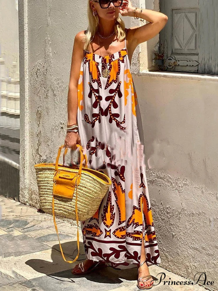 Ethnic Printed Loose Charming Cami Maxi Dress