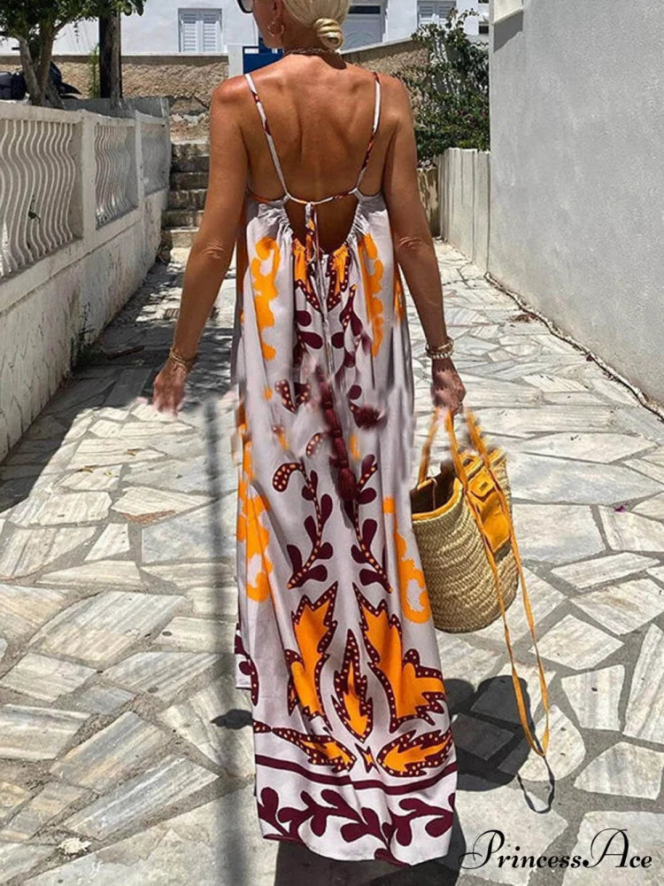 Ethnic Printed Loose Charming Cami Maxi Dress