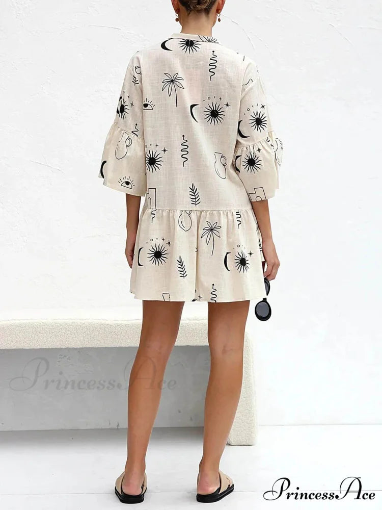 Ethnic Style Loose Charming Shirt Short Dress