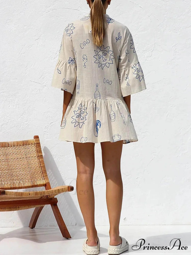 Ethnic Style Loose Charming Shirt Short Dress