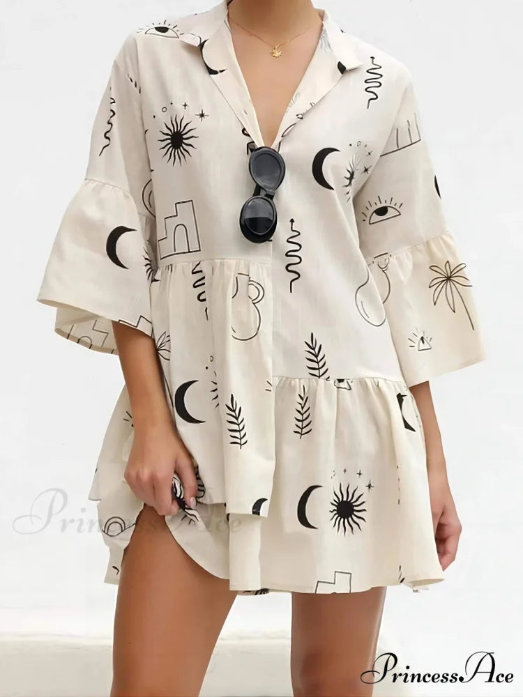 Ethnic Style Loose Charming Shirt Short Dress