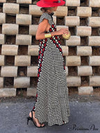 Ethnic Unique Print Ruffle Graceful Sleeve A-line Maxi Dress