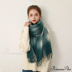 Europe Gradient Plaid Acrylic Cashmere Long Muffler Scarf