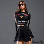 European American Motorcycle Style Correspondence Slim Knit Top