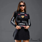 European American Motorcycle Style Correspondence Slim Knit Top