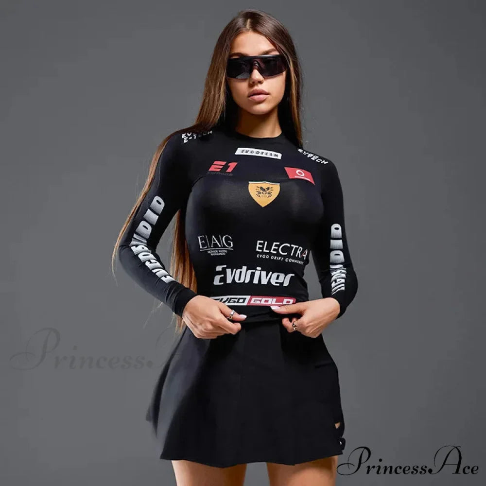 European American Motorcycle Style Correspondence Slim Knit Top