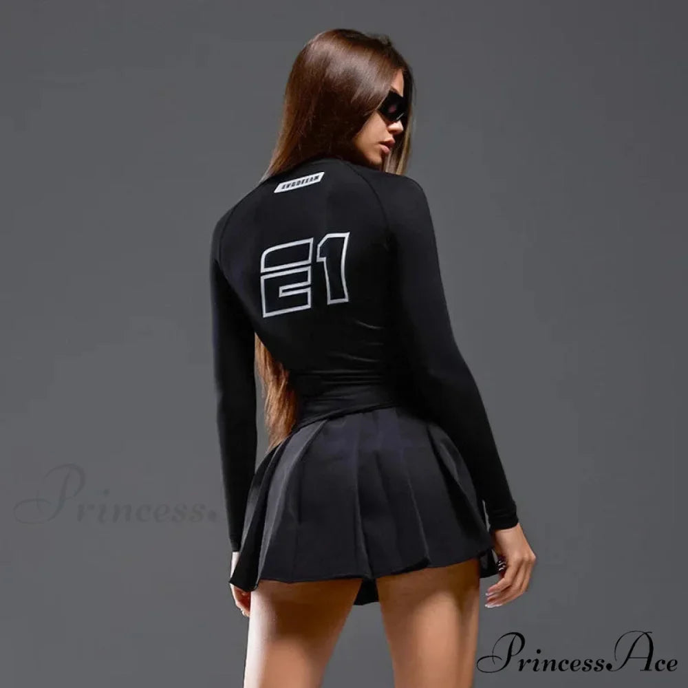 European American Motorcycle Style Correspondence Slim Knit Top