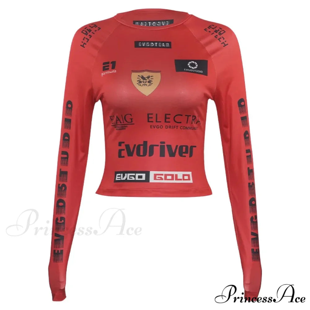 European American Motorcycle Style Correspondence Slim Knit Top