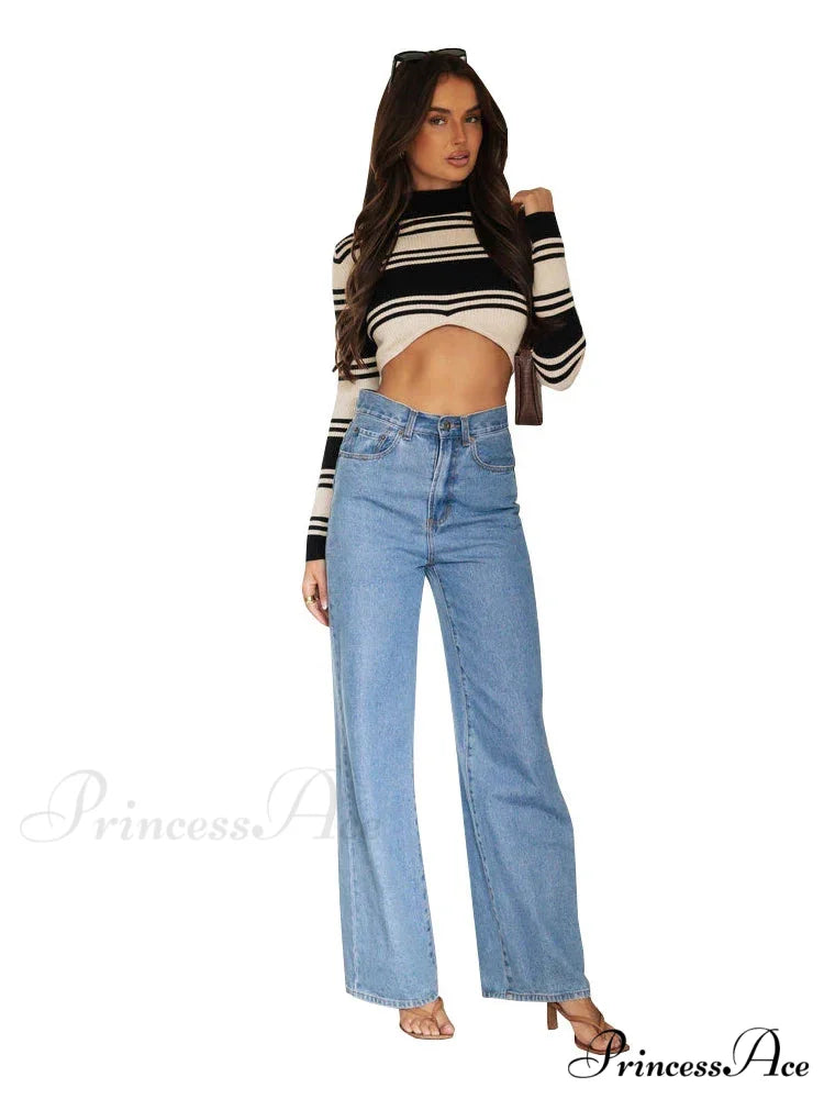 European and American Women's Washed Fashion Long Basic Straight-leg Pants All-match for All Seasons Jean