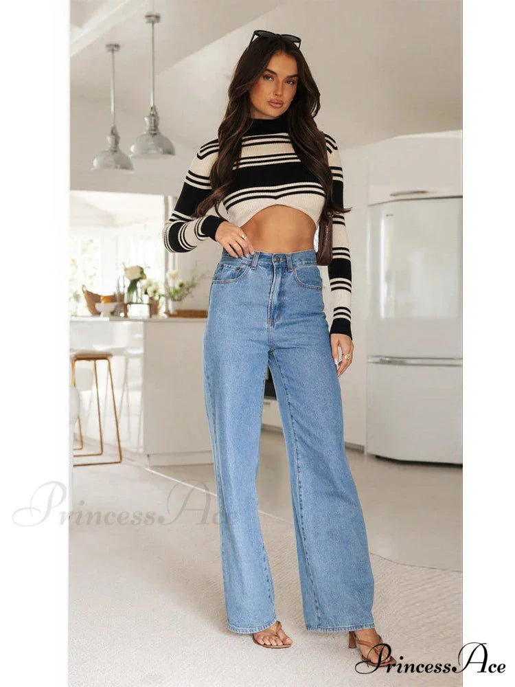 European and American Women's Washed Fashion Long Basic Straight-leg Pants All-match for All Seasons Jean