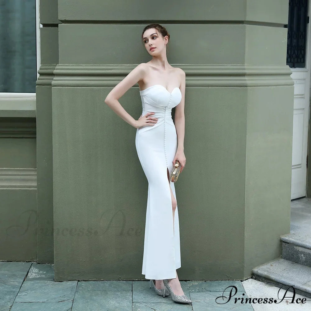 Evelyn strapless Stylish slit wrap dress