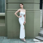 Evelyn strapless Stylish slit wrap dress