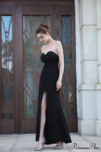 Evelyn strapless Stylish slit wrap dress