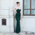 Evelyn strapless Stylish slit wrap dress