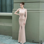 Evelyn strapless Stylish slit wrap dress