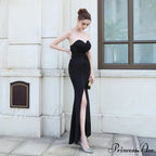 Evelyn strapless Stylish slit wrap dress