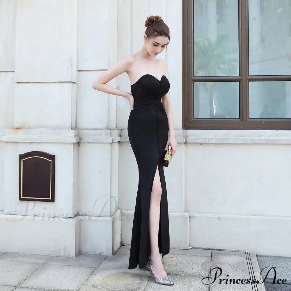 Evelyn strapless Stylish slit wrap dress