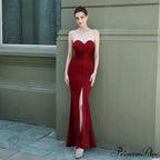 Evelyn strapless Stylish slit wrap dress