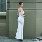 Evelyn strapless Stylish slit wrap dress