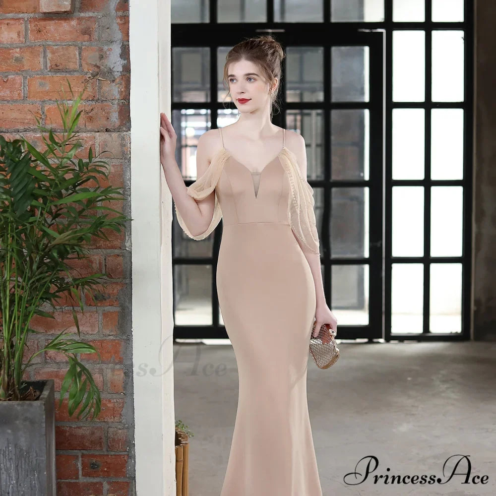 Evelyn V-Neck Off The Graceful Shoulder Mermaid Prom Dress