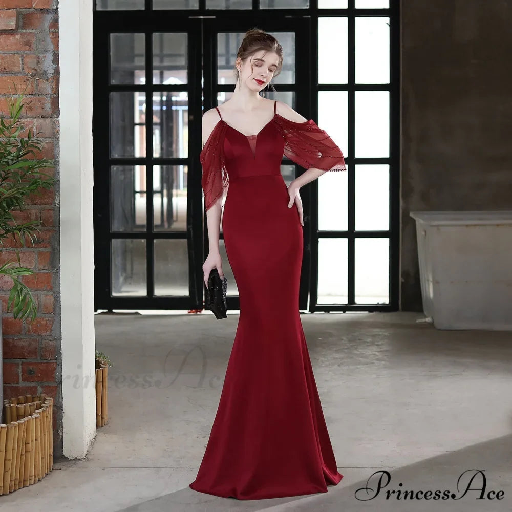 Evelyn V-Neck Off The Graceful Shoulder Mermaid Prom Dress