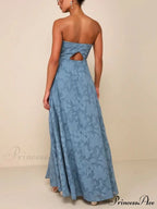 Evening Gown Strapless Slim Graceful Fit Slit Maxi Dress