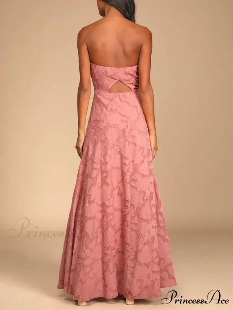 Evening Gown Strapless Slim Graceful Fit Slit Maxi Dress