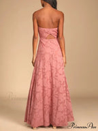 Evening Gown Strapless Slim Graceful Fit Slit Maxi Dress