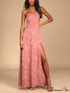 Evening Gown Strapless Slim Graceful Fit Slit Maxi Dress